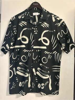 Topman short sleeve abstract camp collar shirt